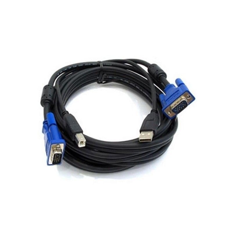 1.5 Meter USB VGA KVM Switch Cable 15 Pin VGA Male to Male with USB A to B Printer Cable for PC Monitor Keyboard Mouse