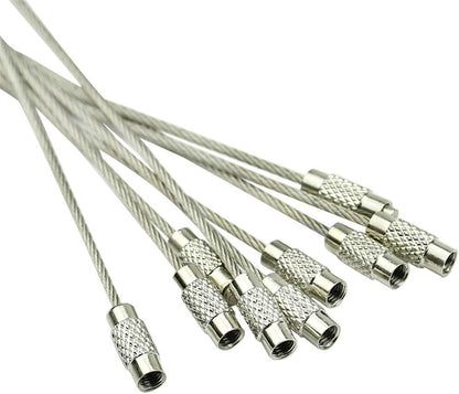 5 Pcs Stainless Steel Wire Keychain Screw Lock Cable Ring 10cm – Heavy Duty Outdoor Hiking Key Ring