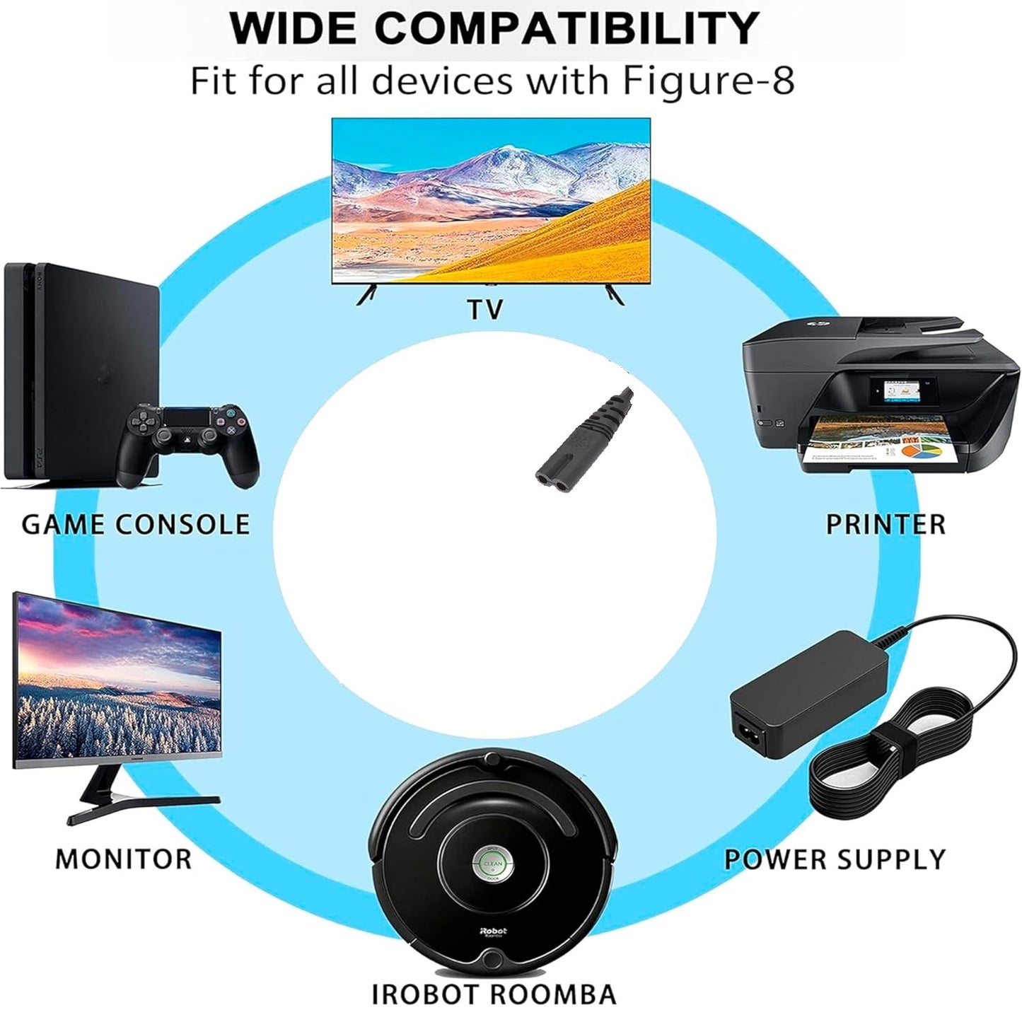 2-Pin L-Shape Universal AC Power Cord is a high-quality