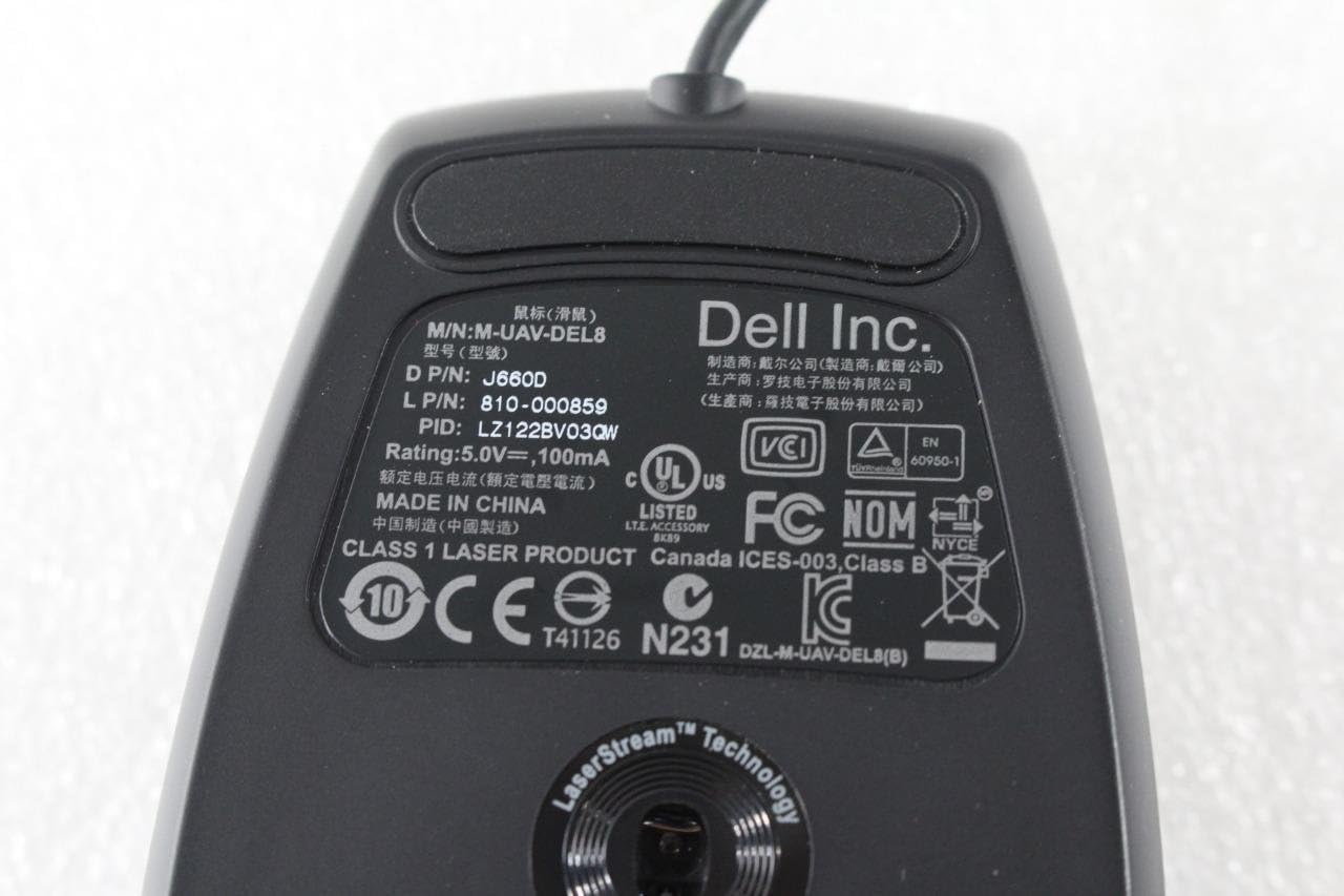 Dell Genuine J660D Premium 6-Button USB Laser Scroll Mouse Plug-N-Play for PC & Laptop