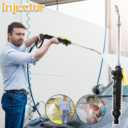 High Pressure Water Nozzle 2-in-1 Long Rod Garden Hose Sprayer by Firzero – Portable Metal Spray Gun for Car Wash, Gardening, Yard Cleaning & Pet Shower