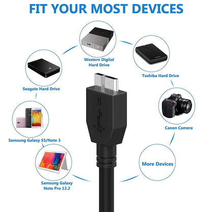 High Performance USB 3.0 Micro B Cable for External Hard Drive – Fast Data Transfer & Sync Cable