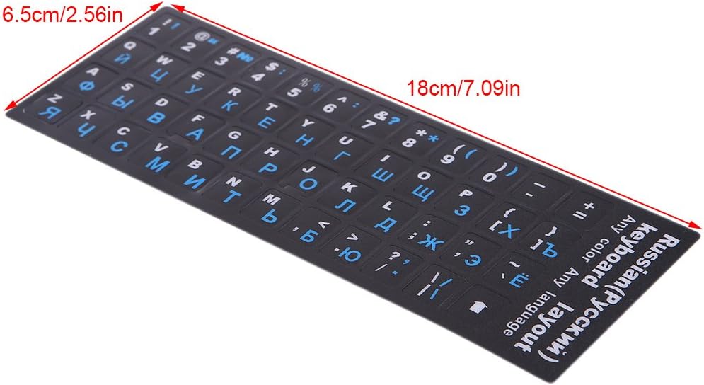 PCS Russian Keyboard Stickers with Non-Transparent Black Background & White Letters for PC/Computer/Laptop