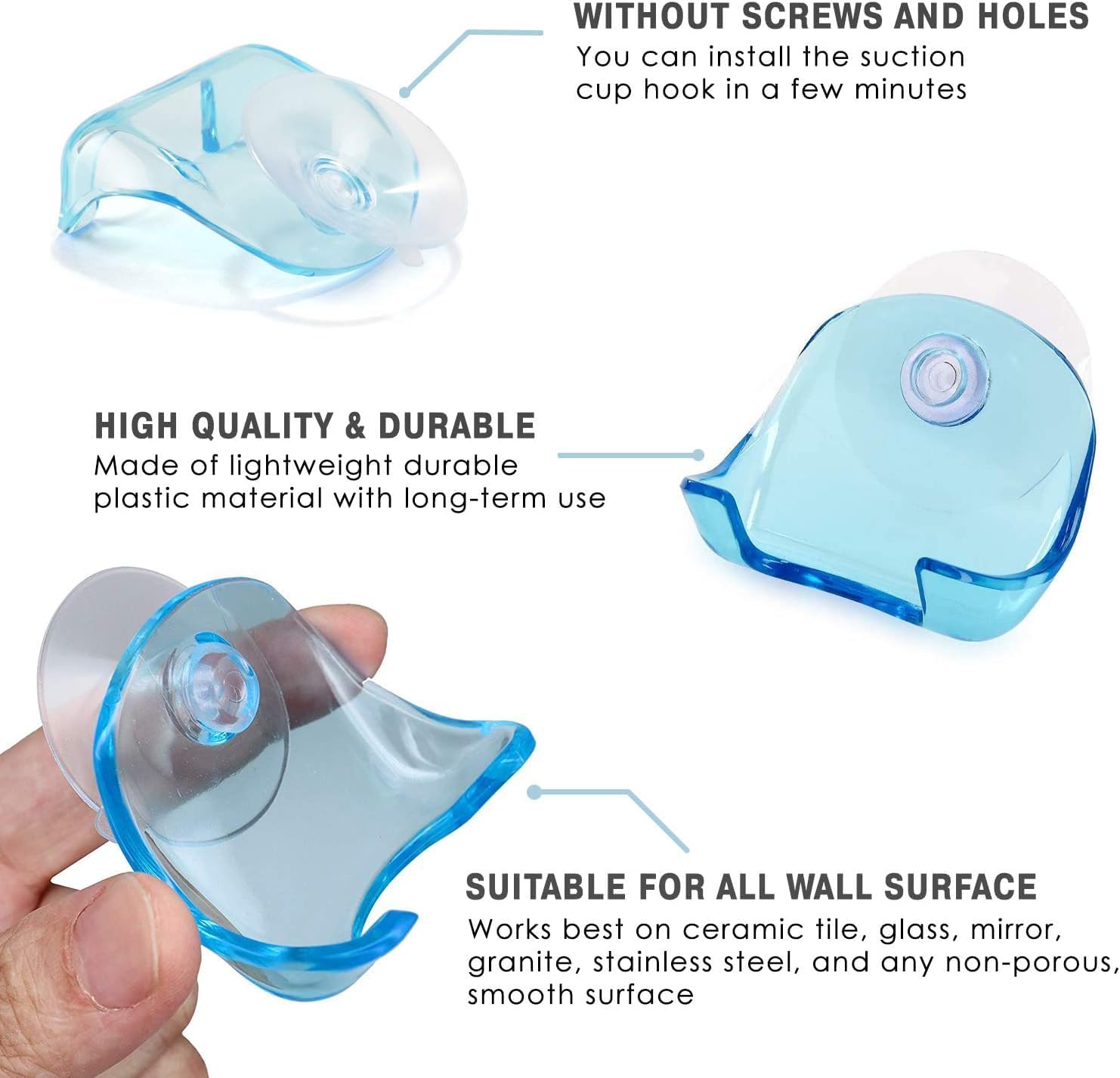 1PCS Plastic Razor Holder for Shower Wall - Suction Cup Razor Holder Razor Hooks for Bathroom Shaver Holder