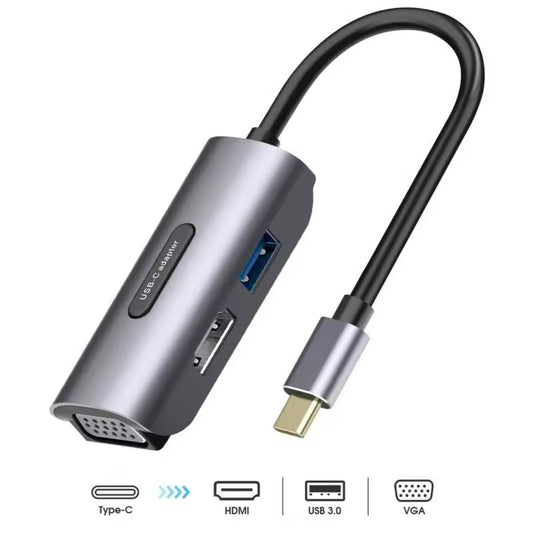 C To HDMI-compatible Vga Adapter Durable 4k 30hz Usb 3.0 Port 3-in-1 Widely Compatibility For Macbook/dell Usbc Hub
