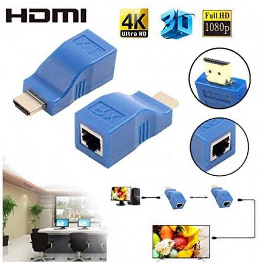 A One World HDMI Extender, Up To 30 Meters HDMI Network Extender Transmitter and Receiver Adapter RJ45 CAT5E CAT6 Ethernet LAN 1080P Converter Adapter for HDTV HD TV DVD Full HD 1080 3D