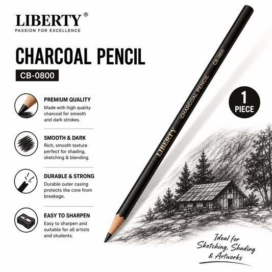 Liberty Charcoal Pencils CB-0800 – Professional Sketching & Shading Pencil Set
