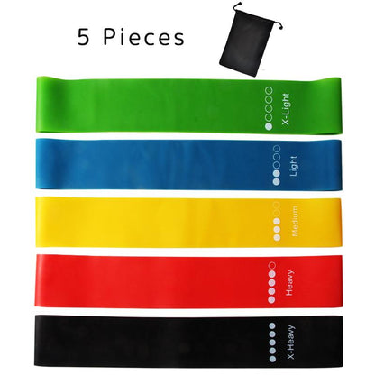 5 Pcs Set A Quality With Bag  Exercise Fitness Bands For Legs And Butt Gym Strength Training Rubber Stretch Loops Bands Fitness Cross Fit Equipment Yoga Belt Exercise Pull Rope Elastic Bands For Fit Home Gym