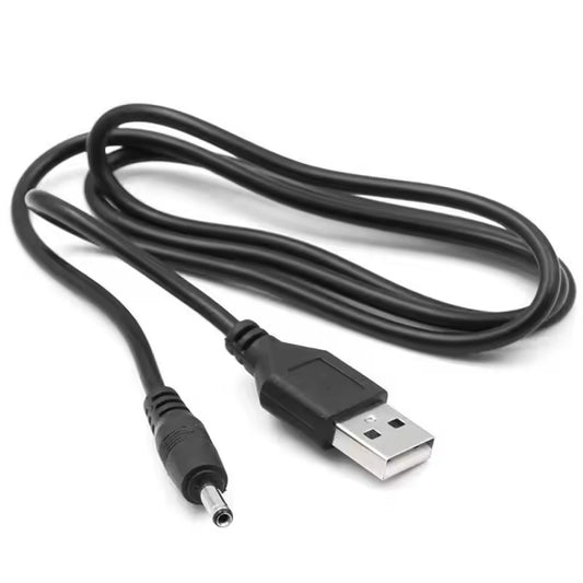 USB to DC 3.5 mm Mini Speaker Charging Cable – 5V Power Cable for USB Fan & USB Lamp (Round Hole, Black)