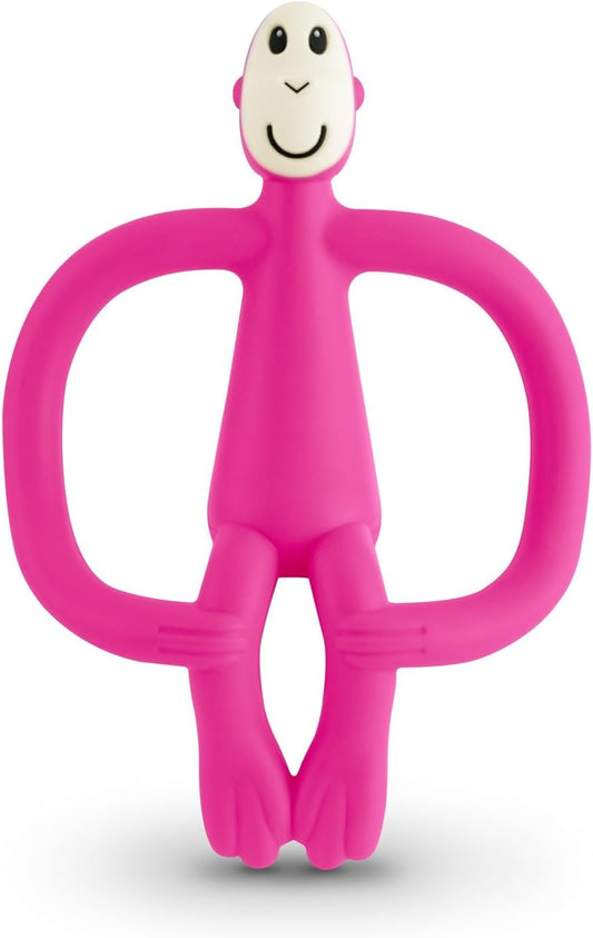 Matchstick Monkey, Original Teether & Gel Applicator, Silicone, Easy To Grip, BPA Free, 3 Months Old+, 10.5 cm, Light Blue and pink  Monkey