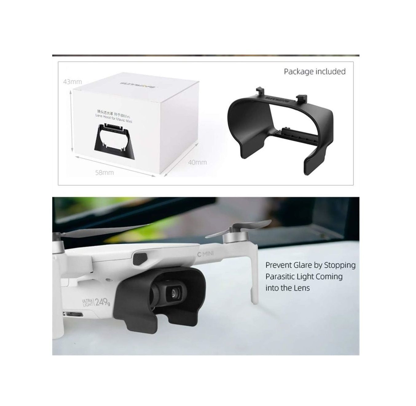 Camera Protector Hood for DJI Mavic Mini & Mini 2 – Lens Cover Guard Gimbal Protection Anti-Glare Sun Hood for Drone Camera