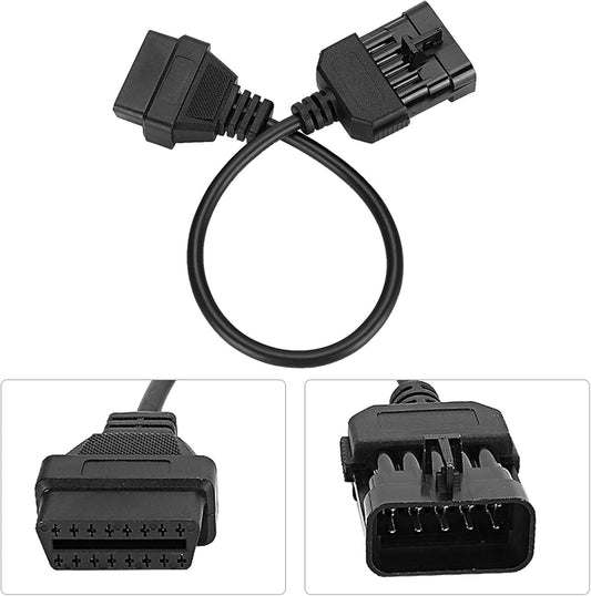 E-Car Connection 10 Pin OBD to 16 Pin OBD2 Car Extension Diagnostic Tool Connector Cable for Vauxhall and for Opel