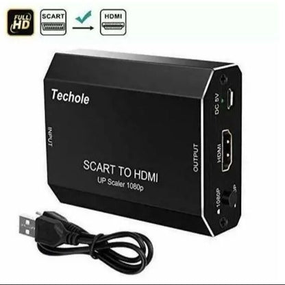Techole SCART to HDMI Converter 1080P Video Audio Adapter with USB Power Cable for TV, Monitor & Projector