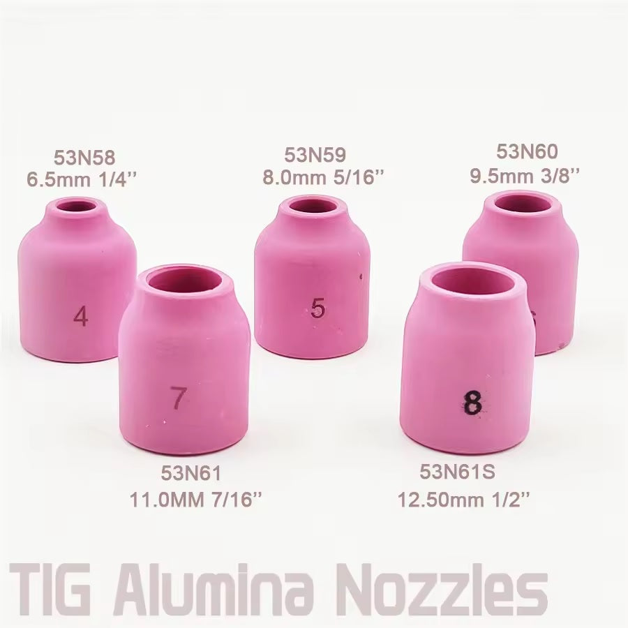 5 Pcs Gas Lens Alumina Ceramic Cup Assorted Sizes (#4-#5-#6-#7#8) 53N-series for TIG Alumina Nozzle Welding Torch