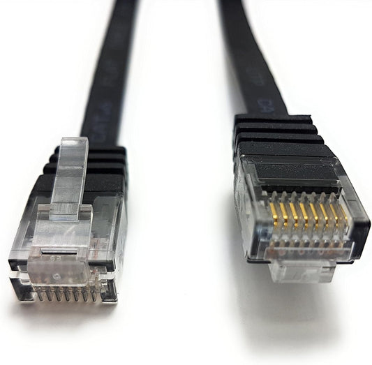 Flat Ethernet Cable 2 Meter RJ45 LAN Patch Cable 1000Mbps High Speed Network Cable Pure Copper (Black)