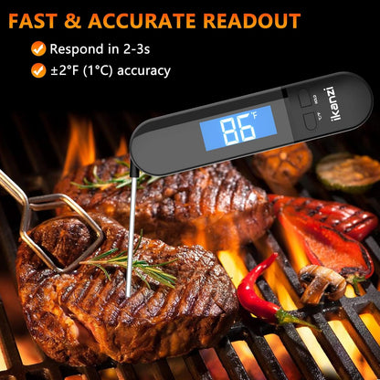 iKanzi Digital Meat Thermometer | Instant Read Grill & Kitchen Thermometer | Cooking, Roasting, BBQ, Baking, and Food Temperature Probe
