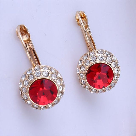 MOONROCY Free Shipping Fashion Cubic Zirconia Earrings Rose Gold Color Silver Color Austrian Crystal Earring for Women Girl Gift