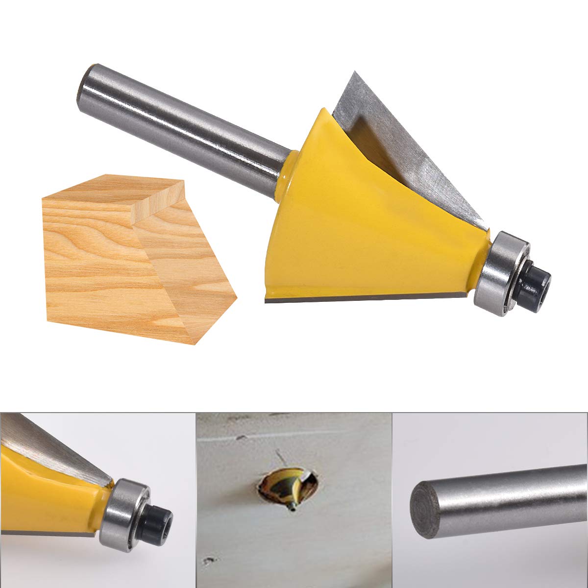 22.5 Degree Chamfer and Bevel Edging Router Bit, Carbide Tipped Chamfer Router Bit with 12.5mm Shank, Woodworking Milling Cutter (12.5mm Shank 22.5 Degree)