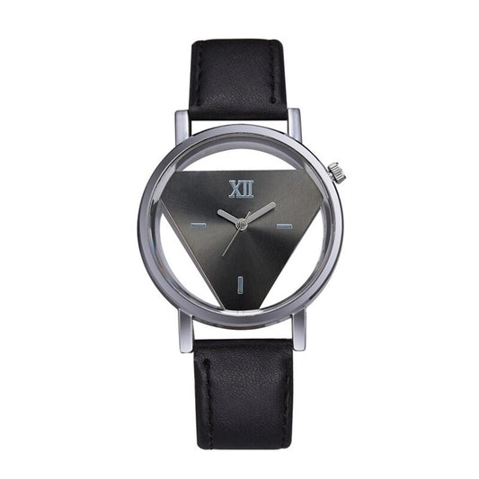 Women's Watch Creative Hollowed-out Triangular Dial Fashion Quartz Wristwatch Top Brand Leather Strap