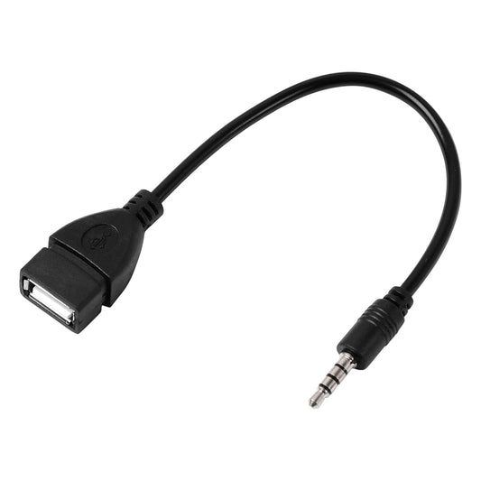 USB Female to 3.5mm Jack Male Audio Converter Adapter AUX Cable for Car Laptop Speaker Black