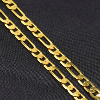 Golden Color Flat Figaro Chain Necklace 20 Inch (50cm) – Fashion Jewelry for Women