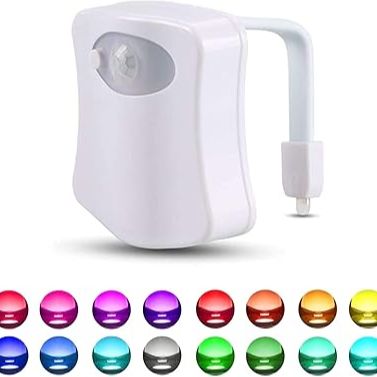 Motion Sensor Toilet Seat Night Light 8 Colors For Smart Home Toilet Bowl WC Toilet Light - White 1 Pcs