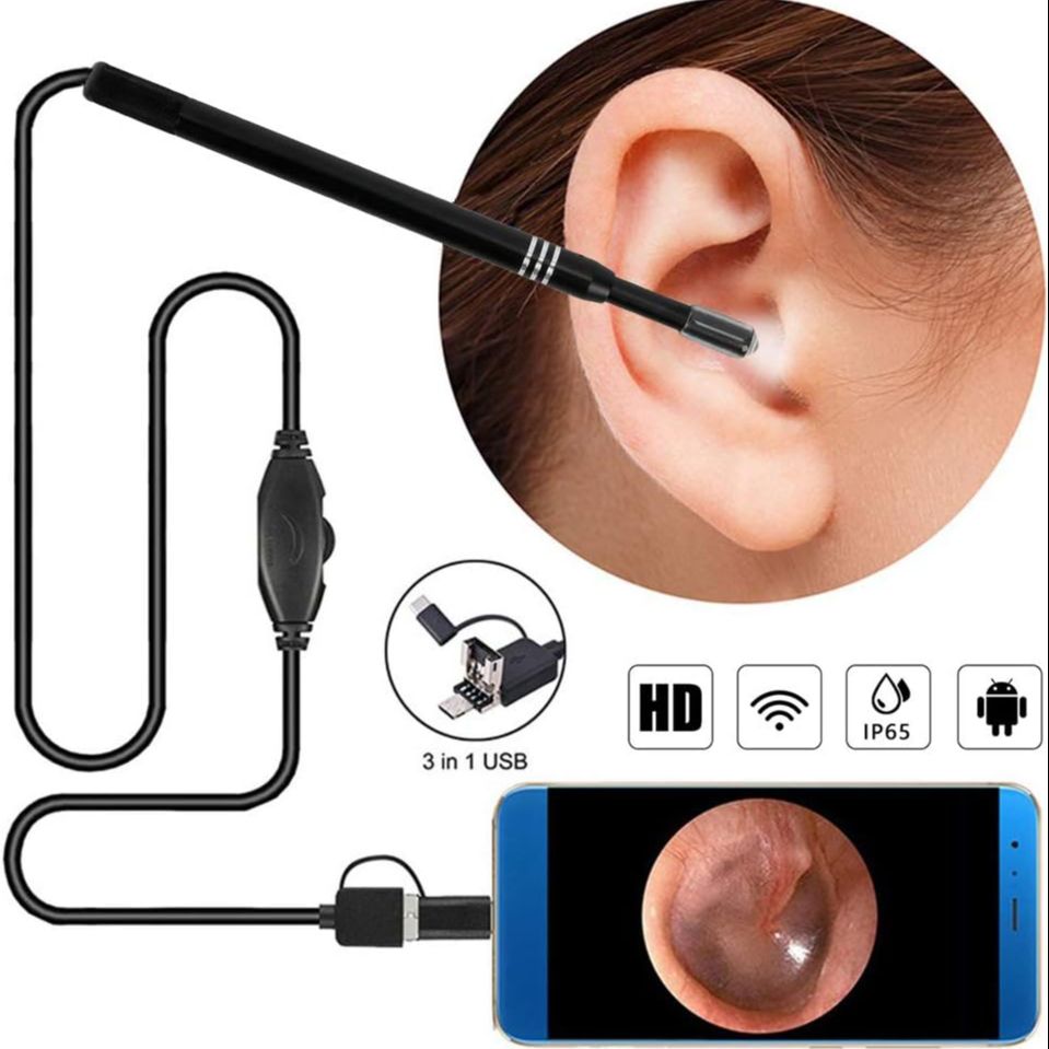 🔍 Endoscope Ear Camera 5.5mm USB Type-C – HD Ear Cleaner & Ear Wax Remover (Box Pack New)  Android Type-C | Otoscope with Light | Waterproof Inspection Camera | 1.5m Cable | 4 Tool Heads
