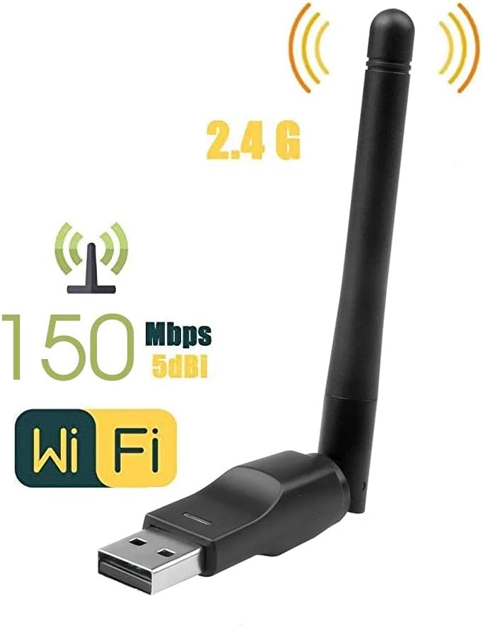150Mbps Wireless USB WiFi Adapter | Mini Network Card LAN Wi-Fi Receiver Dongle with Antenna | 802.11 b/g/n | Driver-Free | For Laptop, PC, Windows &amp; Android