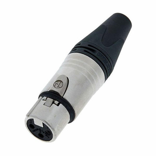 Professional XLR Female Connector Chuck type strain relief Protective rubber sleeve Solder contacts Ergonomic design Improved ground contact Improved