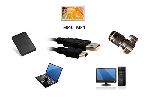 USB 2.0 Cable – A-Male to Mini-B (V3) High-Speed Data & Charging Cable for Cameras, MP3 Players, Dash Cams, GPS Devices, External Hard Disks – Durable & Reliable – Black