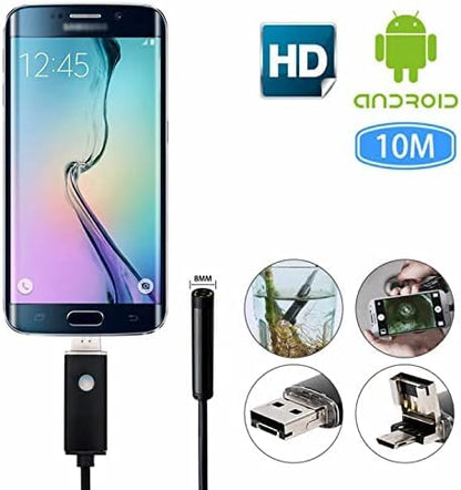 2M WiFi Inspection Camera – 8mm Lens • 5m Rigid Cable • 2.0MP HD • IP67 Waterproof • 6 LEDs • iPhone/Android/PC Compatible