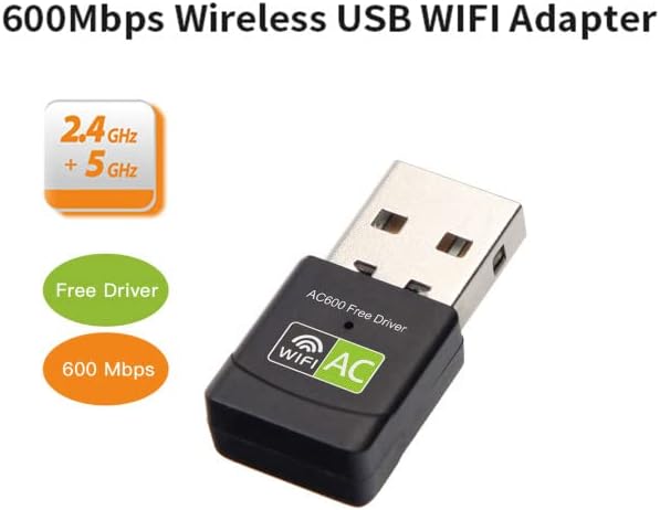 600Mbps Dual Band USB WiFi Adapter | 2.4GHz &amp; 5GHz Wireless Network Receiver | USB 2.0 | Driver-Free Plug &amp; Play | Universal External Network Card