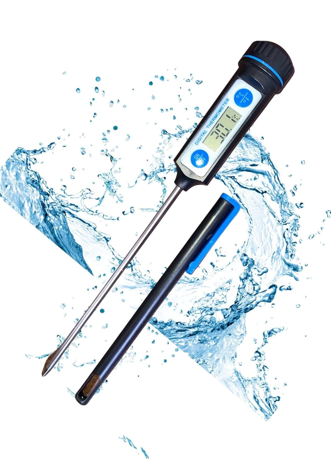 Digital Food Thermometer with Large LCD Display, Waterproof, for Cooking, BBQ, Kitchen , Liquid, Candle