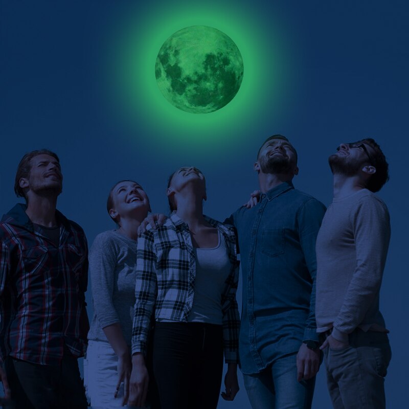 30cm x 30cm Luminous Moon 3D Wall Sticker – Glow in The Dark Fluorescent Moon Wall Decal for Kids Bedroom & Living Room