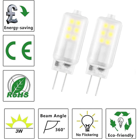 WOWLED G4 LED Light Bulbs 3W Cool White LED Bulb 12V AC DC Replace Halogen Bulbs 2 Pack