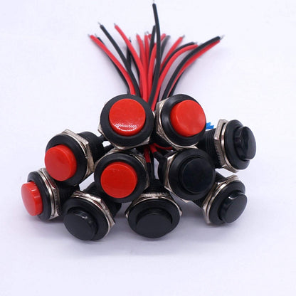 16mm Push Button Switch ON/OFF Momentary | 12V Round Push Button Power Switch with Pre-Wired Cable Red And Black color