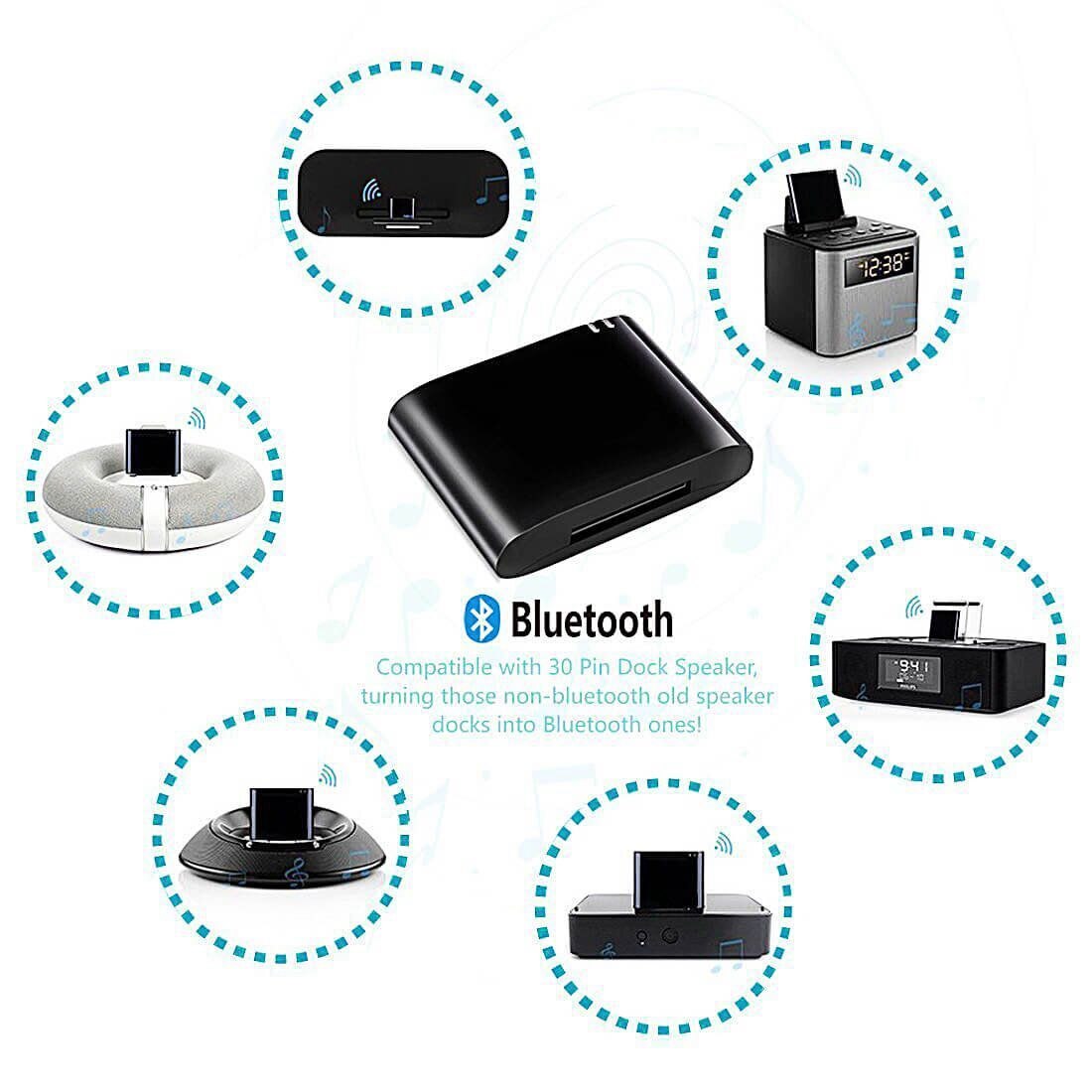 30-pin Bluetooth Adapter 4.1 A2DP Music Audio Receiver For Bos-e Sound i dock And 30Pin for Dock Speakers