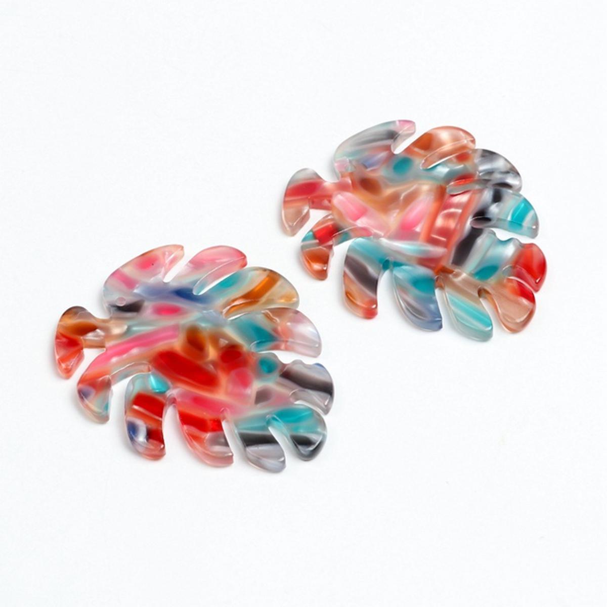 Tortoise Shell Acetate Acryli Earring Charms,Monstera Leaf Shaped Pendant,Earring Parts