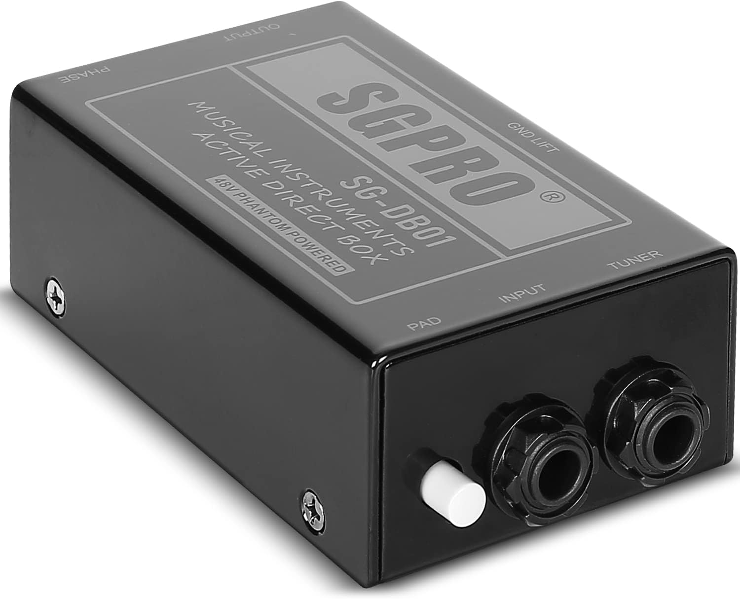 Active Direct Box, Recording Signal DI Box for Musical Instruments as Guitar, Bass Guitar, and Keyboard Live Performance or Studio, 1/4" to XLR, Ground Lift 48V Phantom Powered Compact Unit