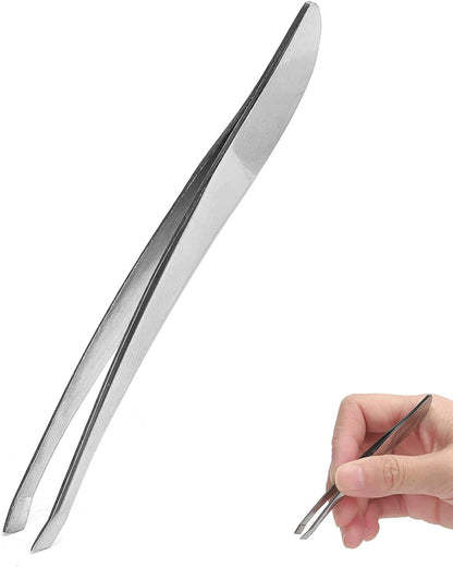 Premium Slant Tip Eyebrow Tweezers – German Stainless Steel Hair Plucking Tool | Precision Facial Hair Remover for Women & Men | Professional Quality