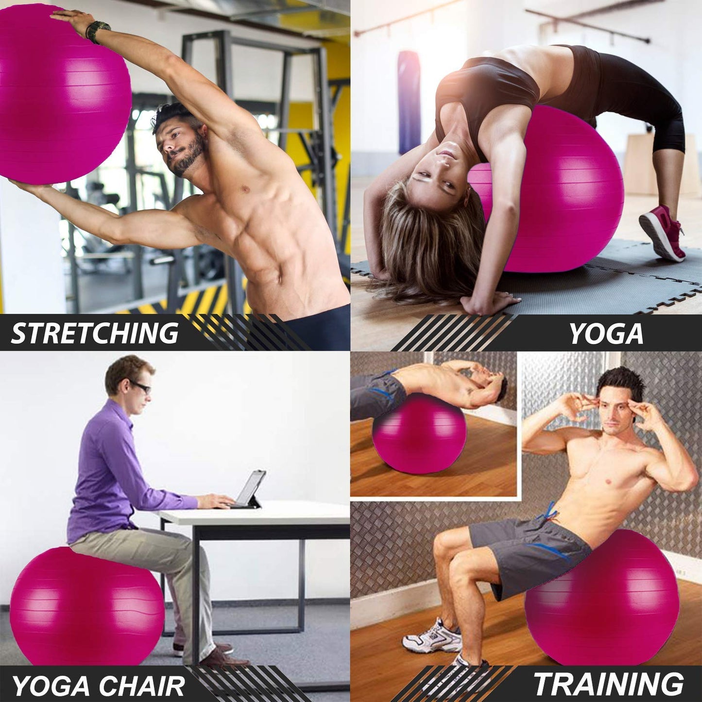 100 cm 39 inch Diameter Large Size Yoga Exercise Pregnancy Prenatal, Labor & Postnatal Maternity Exercise Gym Ball Non-slip Abdominal Fitness Anti Burst Pink hi Qulity Material