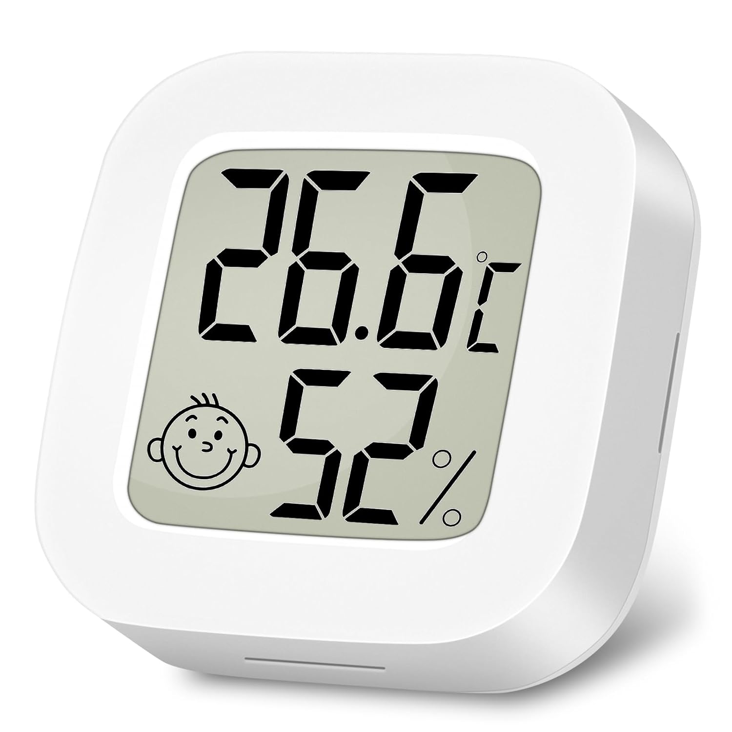 CX-0726 Digital Hygrometer Indoor Thermometer, Mini Room Thermometer with LCD Display and Face Lcons, Humidity Gauge with Temperature Humidity Monitor for Bedroom, Baby Room, Warehouse, Cellar, Car