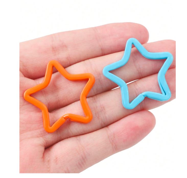 Star Key Ring 30x35mm Colorful Planted Key Circle Ring Big Star Key Split Rings For Making Keychain Connector Chain