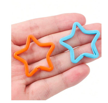 Star Key Ring 30x35mm Colorful Planted Key Circle Ring Big Star Key Split Rings For Making Keychain Connector Chain