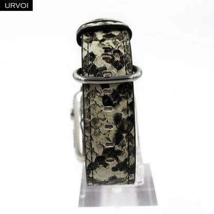 URVOI Leather band for Apple Watch series 10 9 8 7 6 SE 5 4 printing strap for iWatch 42mm-S10 38 40 41mm PU leather microfiber with python modern