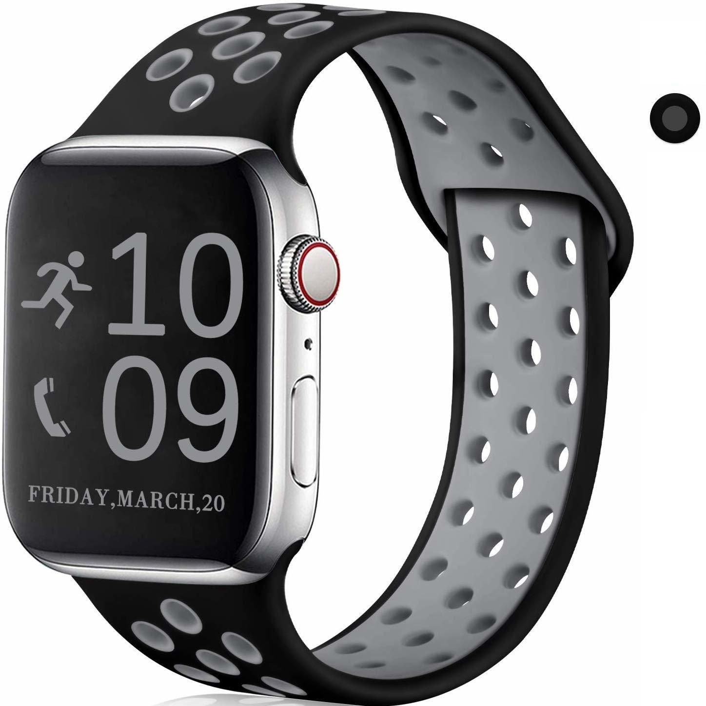 Black / Gray Soft Silicon Strap With Anti Lost Lock For i Watch Series 5 4 3 2 1  Smart Watch 38mm 40mm Smart Watch Wrist Strap Band Bracelet Belt (watch Not Included)