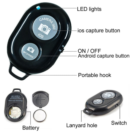 Bluetooth Wireless Remote Control for Cell Phone, Monopod, Selfie Stick, Self Timer, for IOS and Android Camera