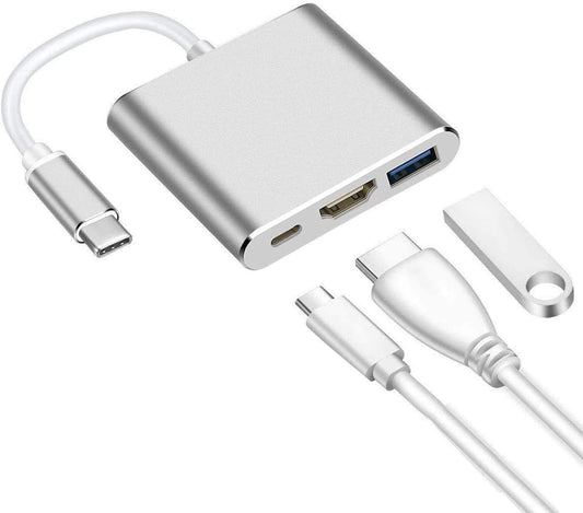 USB C to HDMI Adapter, 3-in-1 4K Type C to HDMI Multiport Converter with USB 3.0 Port and USB C Fast Charging Port