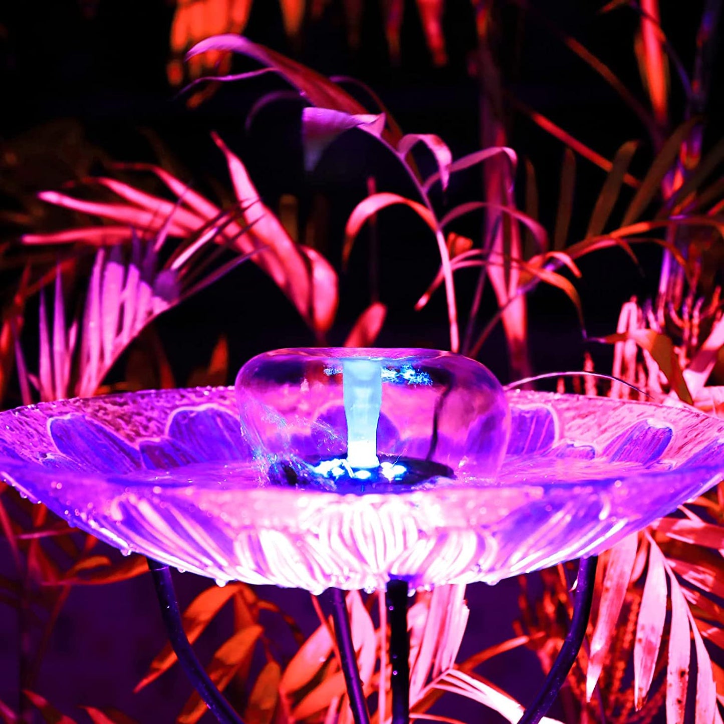 10W Solar Fountain Pump with LED Colorful Lights & 5000 mAh Battery, DIY Water Feature Kit for Outdoor with Pipe, Solar Powered Water Fountain Pump for Bird Bath, Garden, Ponds and Outdoor