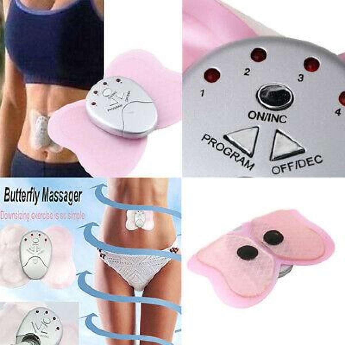 1pcs Small Butterfly Massager Electronic Pulse Massager Massage Sticker - Pink 1 set